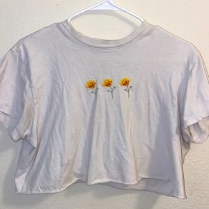 White Cropped Floral Pattern J Galt Shirt